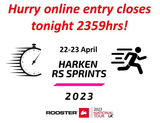 More information on Hurry online entry closes 2359hrs for Harken RS Sprints